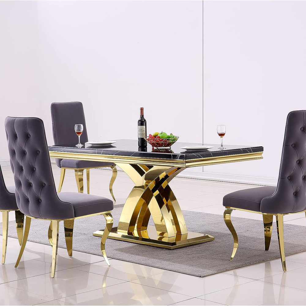 Fanaosi kitchen furniture sintered stone dining table elegant sliver dining table set 4 chairs