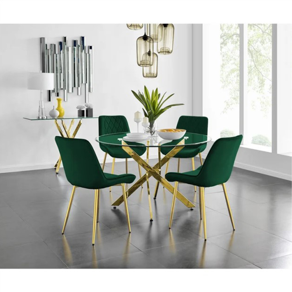 Foshan fashion other living room furniture simple clear glass dinner table set 4 chairs for  house