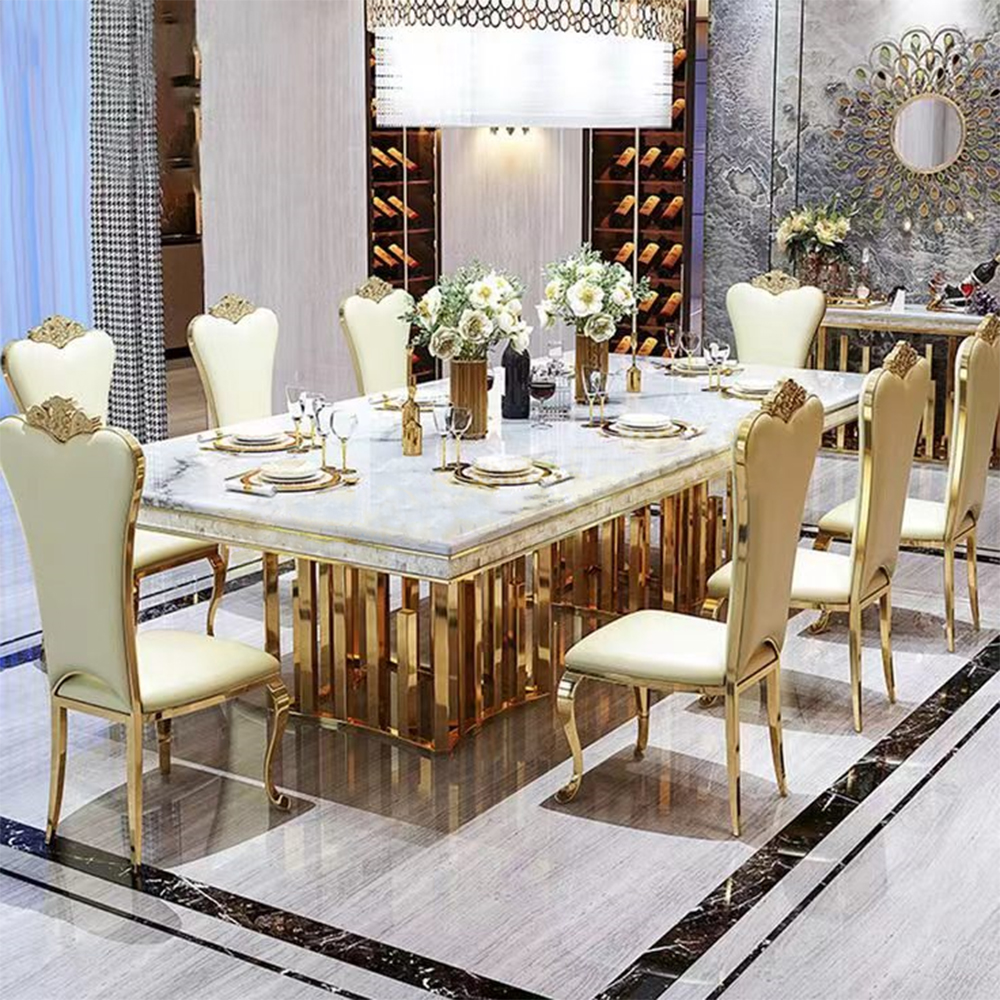 Fanaosi factory price kitchen furniture dinner table set 8 chairs luxury modern dinner table